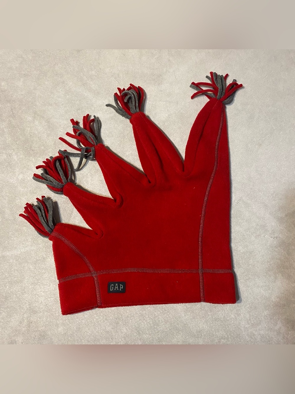 Vtg Gap Y2K Red Jester Beanie Snowboarding Hat Winter Fleece Spikes Adult Sz S/M